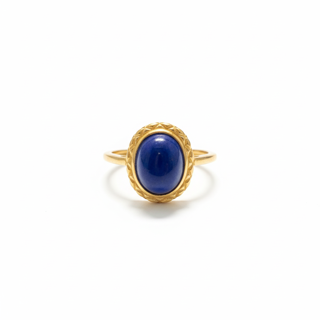 Gullring med lapis lazuli stein – Vintage inspirert oval ring