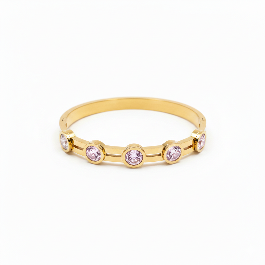 Armring Rosa Zirkon rustfritt stål