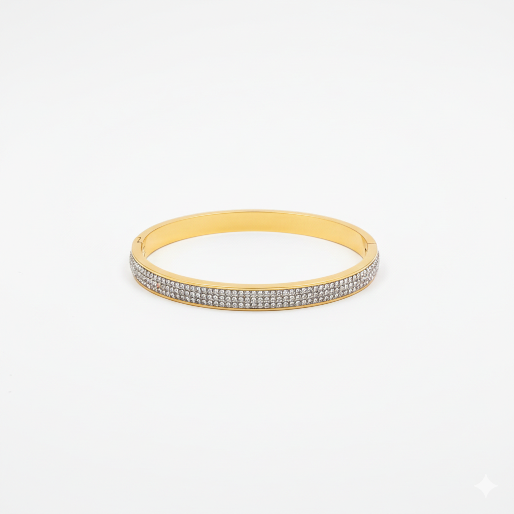 Armring firkant zirkon mønster rustfritt stål