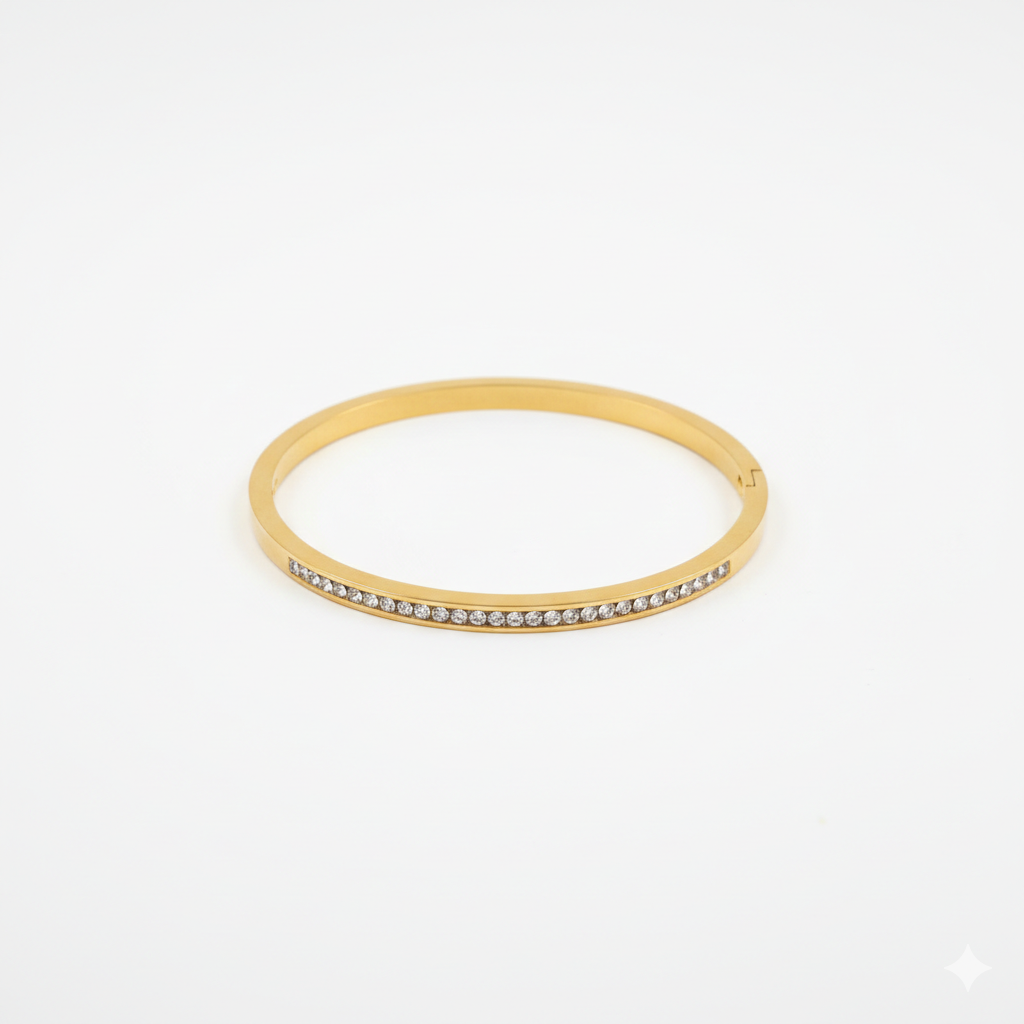 Armring med små Zirkon steiner rustfritt stål