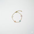 Gullbelagt Blomsterarmbånd med Fargede Stener