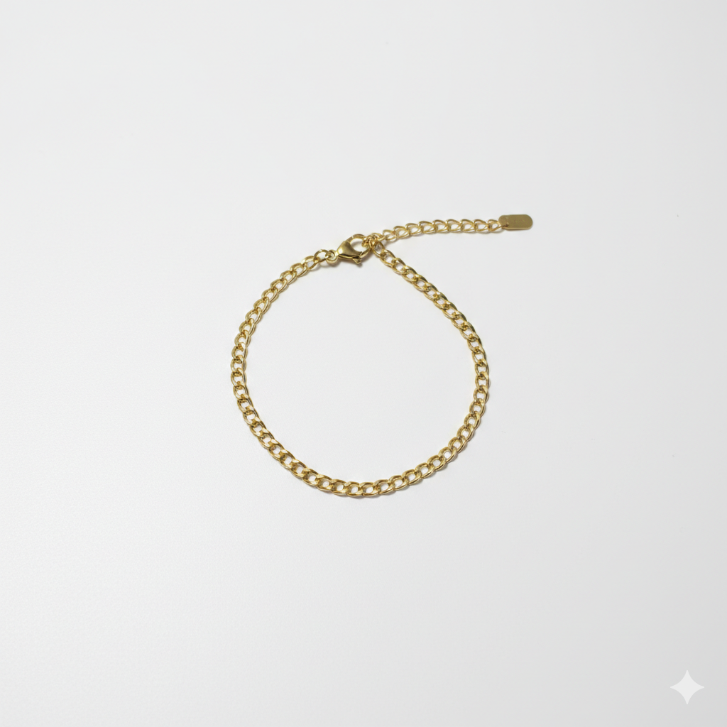 Gullbelagt Classic Curb Armbånd – Tynn & Elegant Lenke